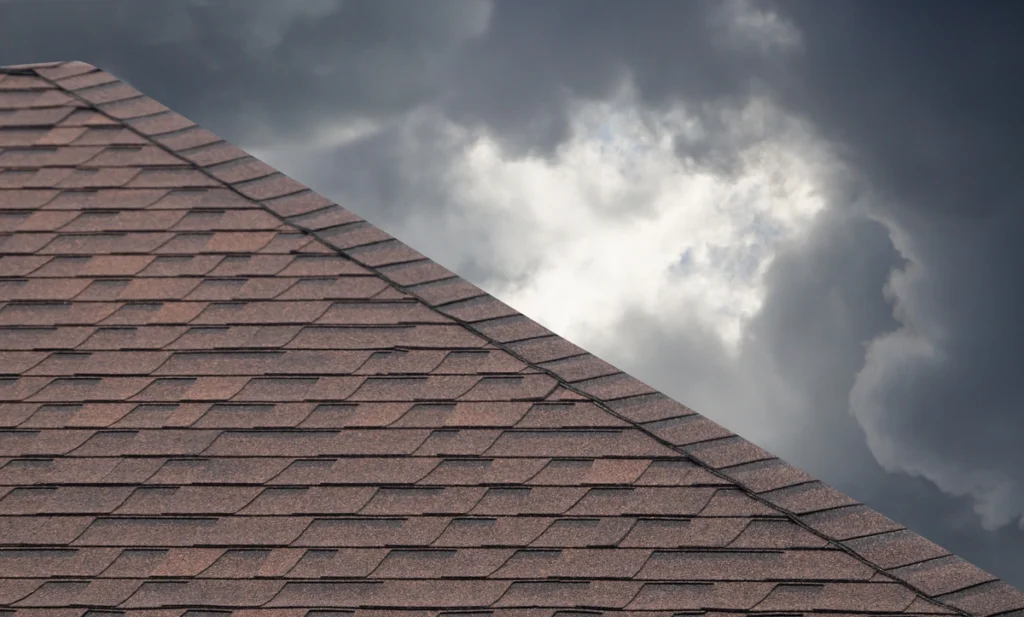 roof leak-roof under a dark and stormy sky