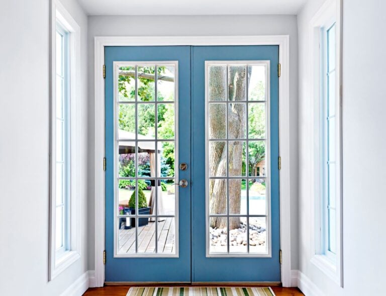 blue patio door