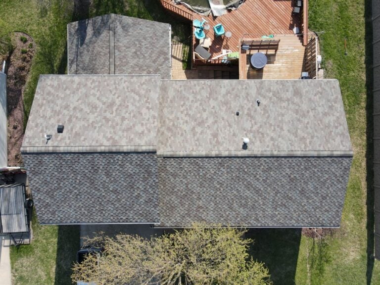 aerial view of a shingle roof