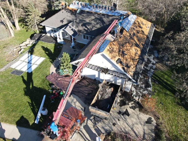 Roof replacement in progress