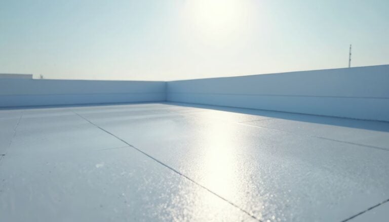 Waterproof coating applied to flat roof surface