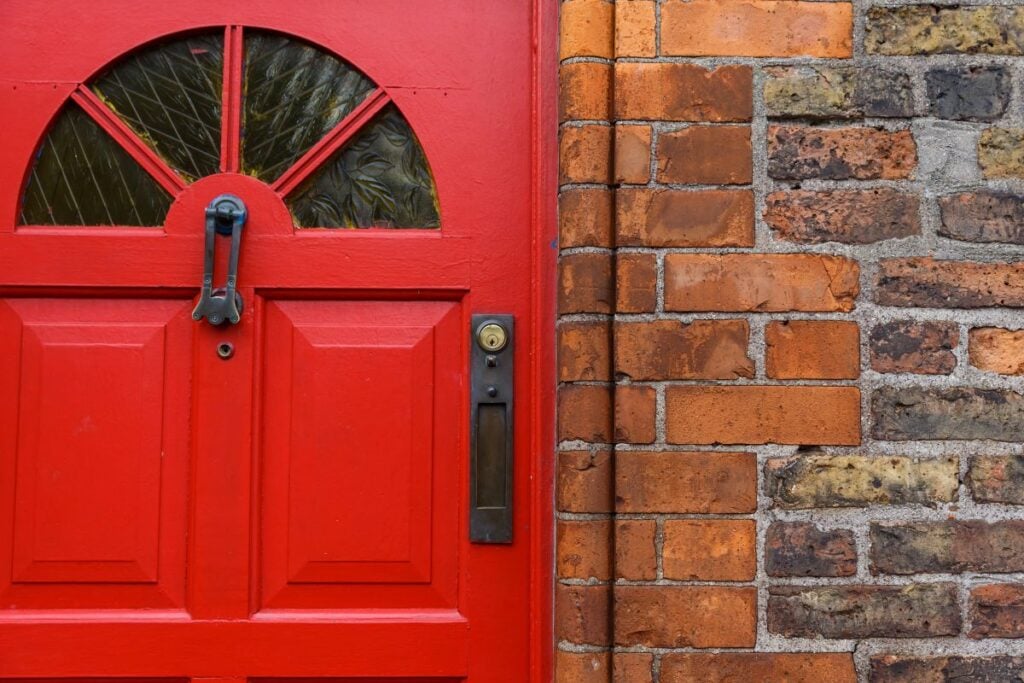 front door colors close up bright red door