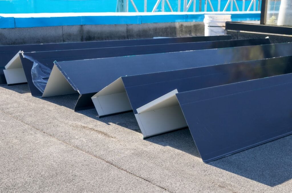 Custom sheet metal corners ready for installation