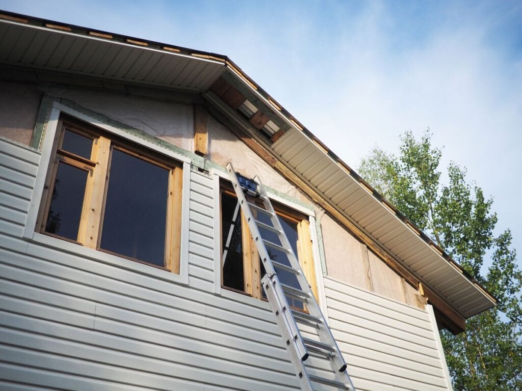 Siding installation in progress