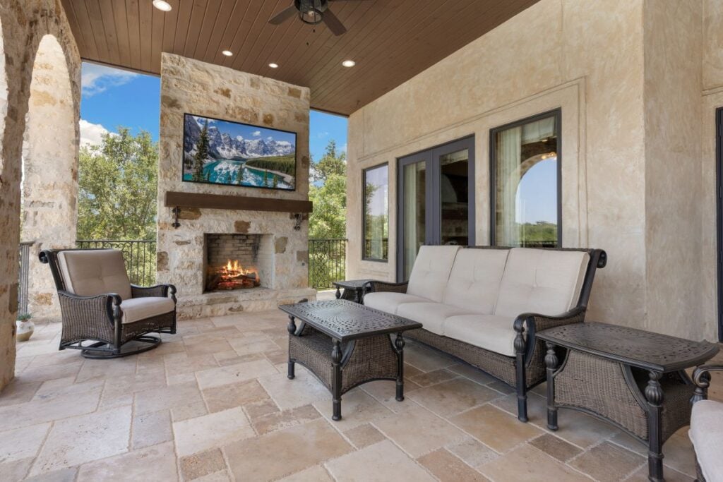 luxury patio with stamped concrete