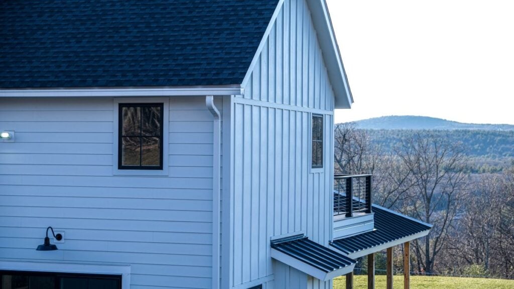 modern farmhouse with fiber cement siding