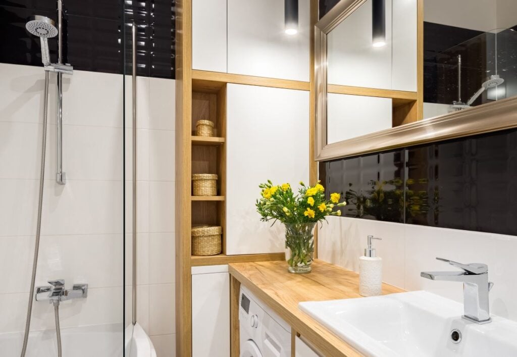 A small bathroom remodel with smart, vertical storage