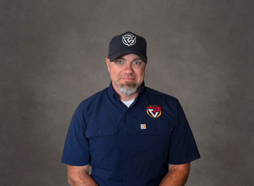 Jess Radtke in cap and blue shirt