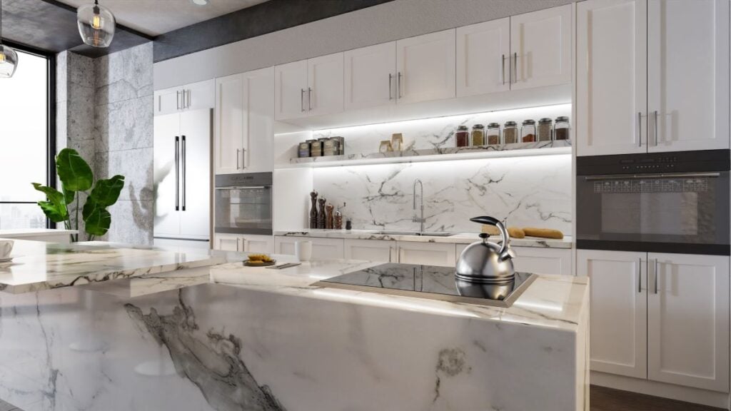 quartz and marble kitchen countertops
