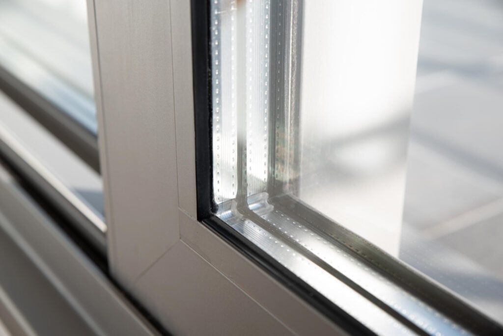 Close-up of a window with triple glass