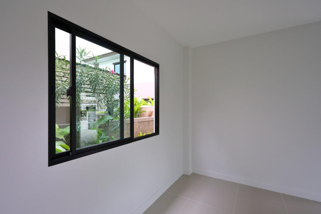 black glass slide window